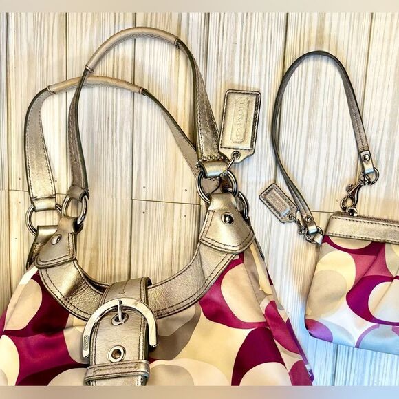 Coach Metallic Silver and Purple Shoulder Bag - Picture 9 of 13